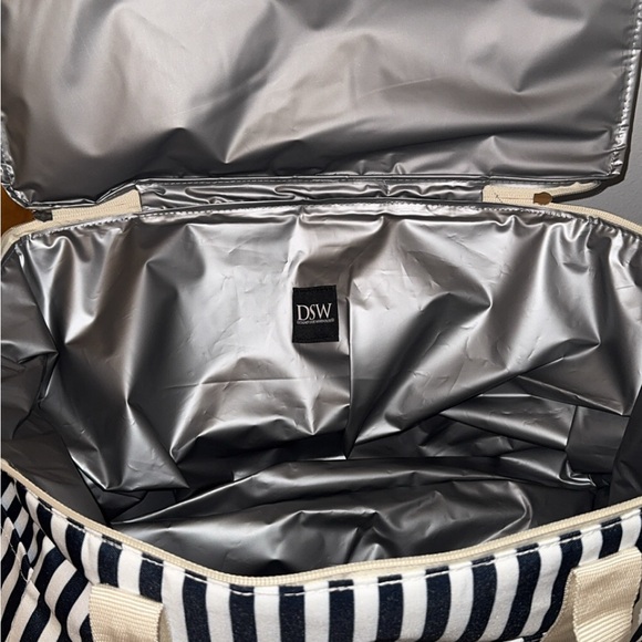 New DSW Camuto Navy & White Striped Beach Cooler Shoulder Bag - Picture 3 of 5